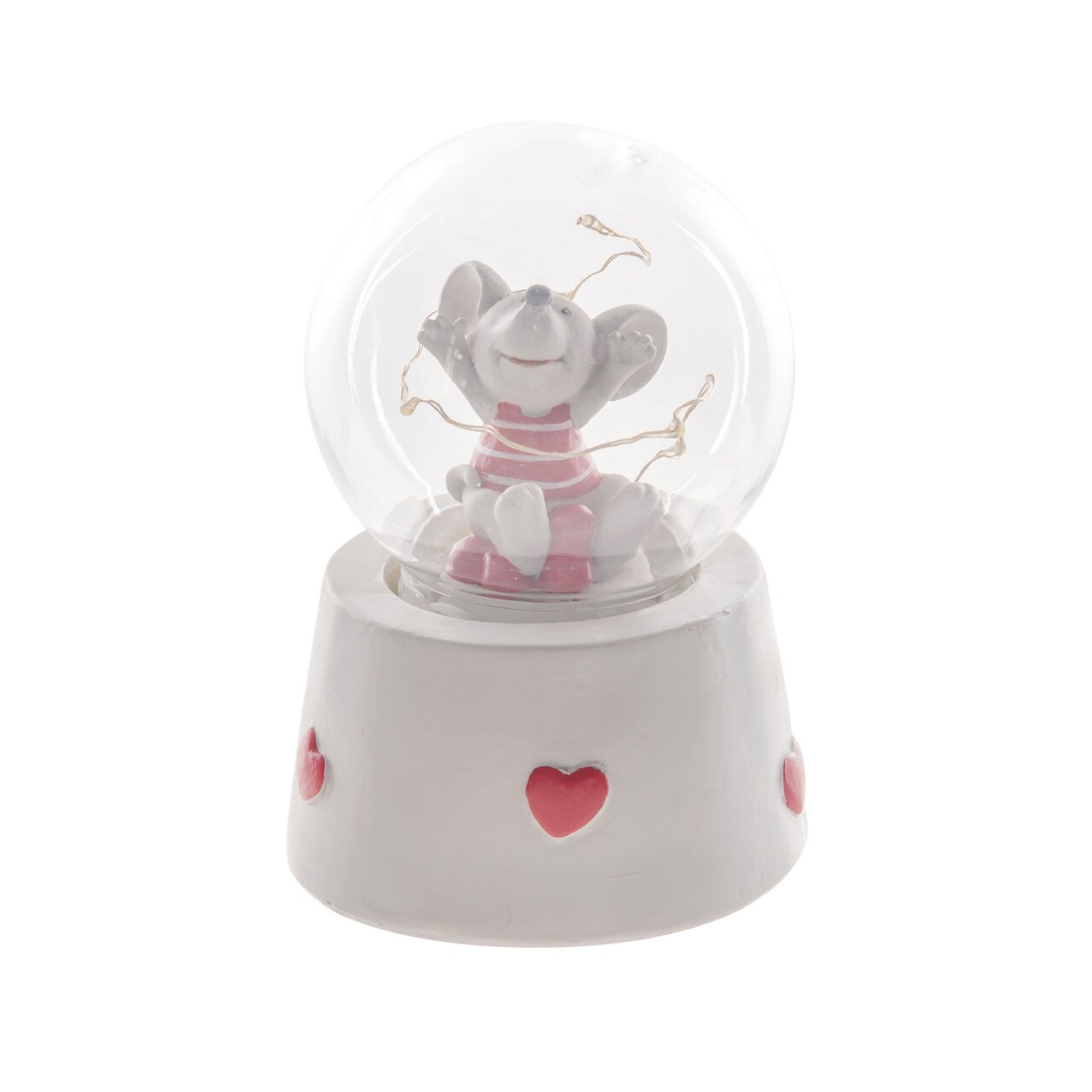 3.54" x 4.92" Valentine's Day Mouse Snow Globe Decorative Figurine